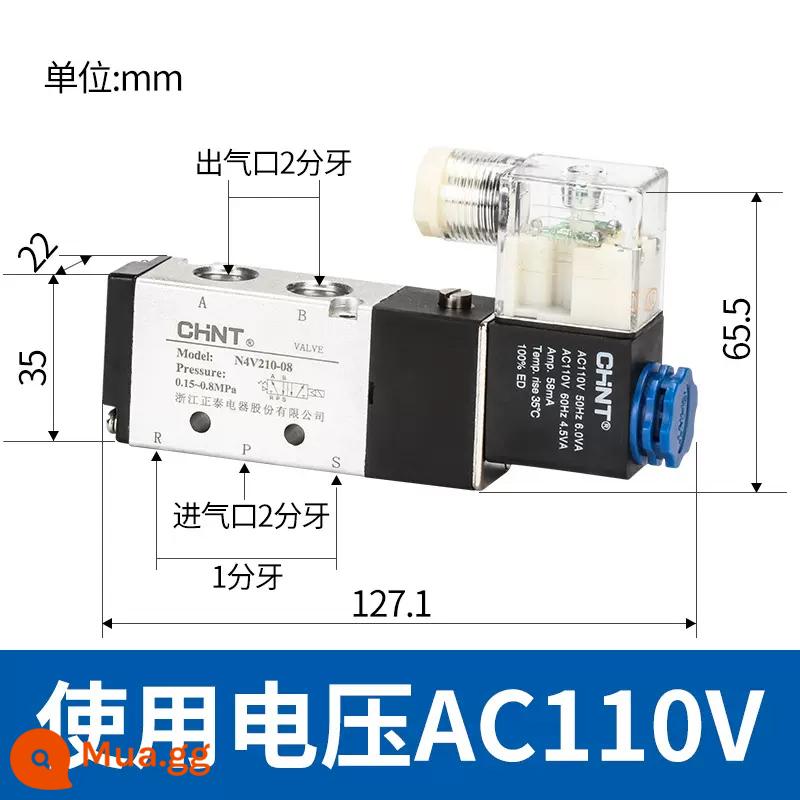 Zhengtai van điện từ 4v210-08 khí nén 12 v van điều khiển công tắc 24 v van điện tử 220 v van đảo chiều - 4V210-08AC110