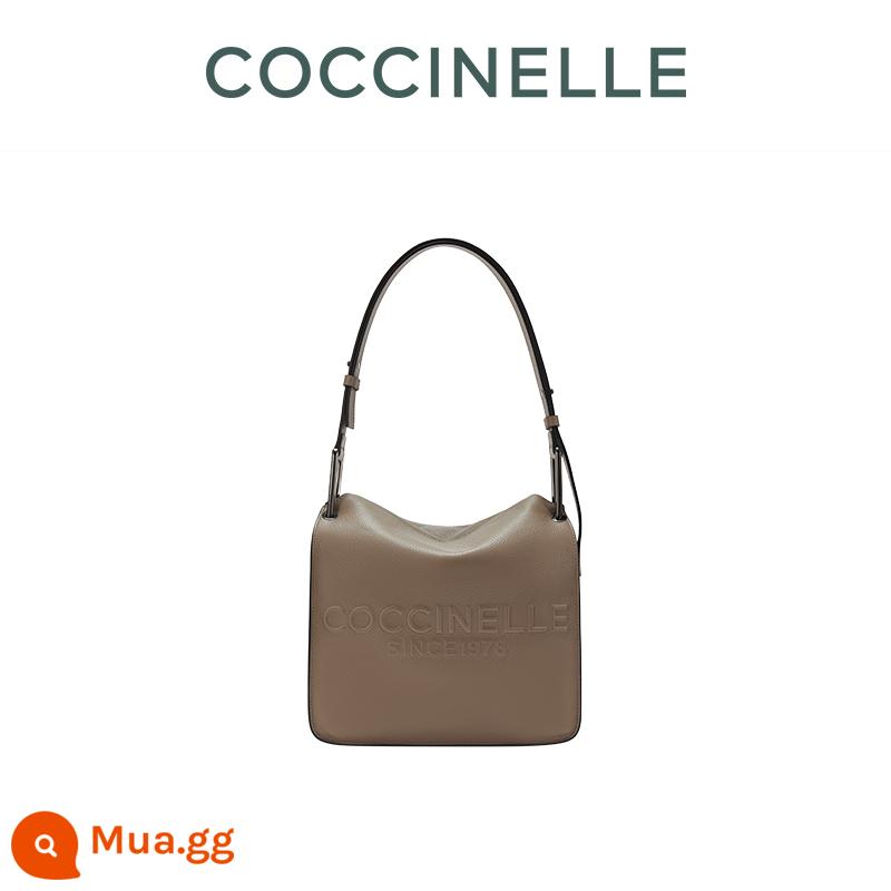 22 Túi xách mùa thu/đông COCCINELLE/VANESSA Small Newsboy Bag - màu xám nhạt/caramen