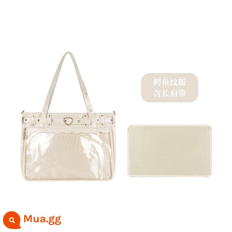 Wu Dong Shop original pain bag [Freya] văn hóa nhóm punk goth hot girl hàng ngày một vai nữ dung tích lớn - Họa tiết cá sấu màu be + dây đeo chéo