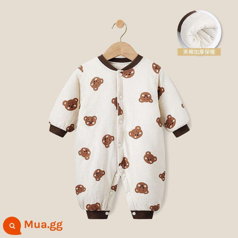 Trẻ sơ sinh mùa đông cotton platcol quần áo Trẻ sơ sinh Full Moon sinh ấm áp mùa đông bông mùa đông Máy chủ ba lớp cotton mỏng hac - Kara Bear (phiên bản lỏng lẻo hơn)