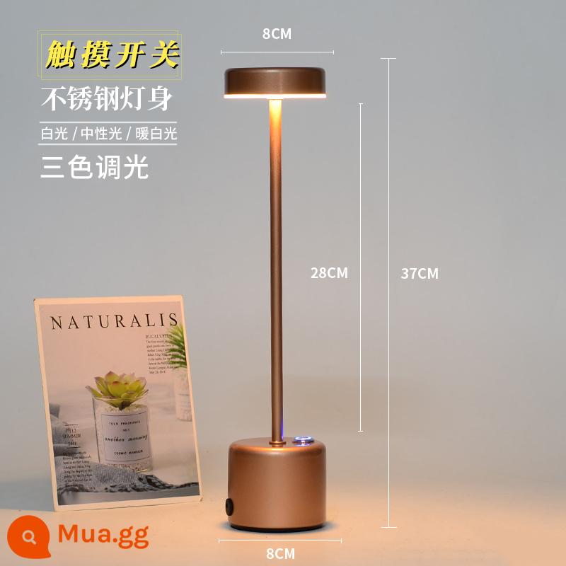 Đèn Led Sạc Thanh Đèn Bàn Sáng Tạo Rõ Ràng Thanh Phòng Ăn Thẻ Ghế Pha Lê Trang Trí Máy Tính Để Bàn Đèn Ngủ Đèn Bàn Khí Quyển Đèn - [Vàng Latin] Đèn mũ + đèn ba màu kèm sạc