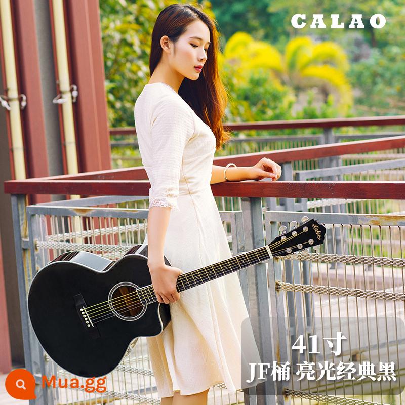 Calleo 41 inch veneer guitar sinh viên nữ nam dân gian acoustic Đàn guitar lưới 40 inch màu đỏ họa tiết cá tính nhạc cụ - [Bảng đơn] Thùng JF 41 inch đen bóng + phụ kiện + bộ chỉnh + hướng dẫn