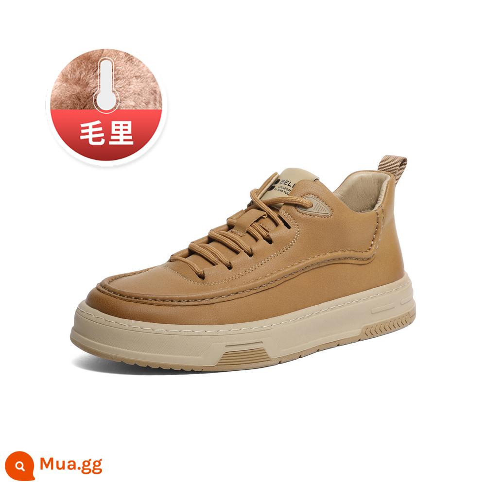 Giày Nam Belle Mùa Đông Giày Sneaker Nam 2023 Mới Đế Dày Giày Thể Thao Cao Cấp Plus Nhung A1307DD3 - Màu nâu-Maoli