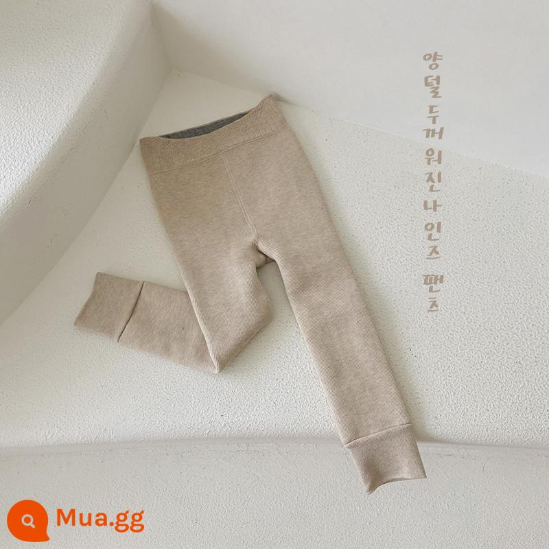 Quần bên trong bé gái cộng với nhung dày mùa thu và áo khoác ngoài mùa đông trẻ em quần cotton ấm áp cho bé một mảnh nhung cắt quần - 1557 bột yến mạch trắng cộng với nhung và dày -5 ~ 10°