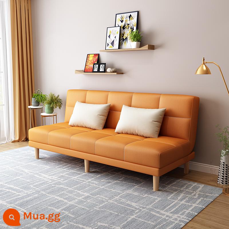 Công nghệ giường sofa vải đôi mục đích có thể gập lại căn hộ nhỏ đơn giản lưới màu đỏ phong cách phòng ngủ nghiên cứu phòng khách ba người cho thuê nhà - Vải kỹ thuật màu cam (dài 1,8 mét) kèm 2 gối