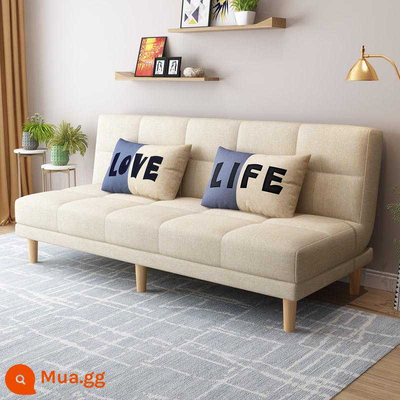 Công nghệ giường sofa vải đôi mục đích có thể gập lại căn hộ nhỏ đơn giản lưới màu đỏ phong cách phòng ngủ nghiên cứu phòng khách ba người cho thuê nhà - Bộ chăn ga gối cotton và vải lanh màu be (dài 1,8 mét) kèm 2 gối