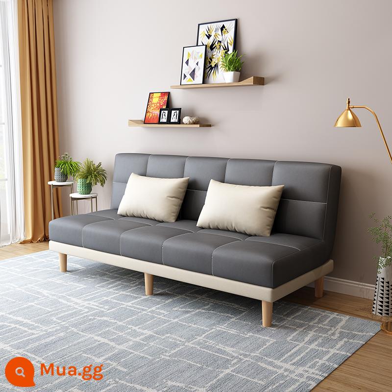 Công nghệ giường sofa vải đôi mục đích có thể gập lại căn hộ nhỏ đơn giản lưới màu đỏ phong cách phòng ngủ nghiên cứu phòng khách ba người cho thuê nhà - Màu xám đậm vải kỹ thuật màu trắng nhạt (dài 1,8 mét) kèm 2 gối