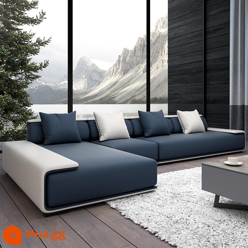 Sofa Vải Bắc Âu Phòng khách lớn và Căn hộ nhỏ có thể được làm sạch và rửa sạch sofa công nghệ tối giản hiện đại - Trắng nhạt + xanh đậm (cotton và lanh)