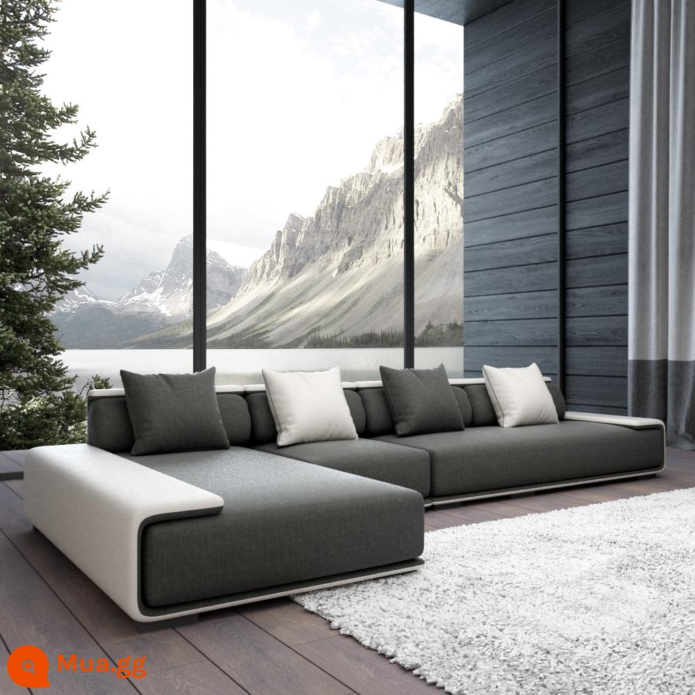 Sofa Vải Bắc Âu Phòng khách lớn và Căn hộ nhỏ có thể được làm sạch và rửa sạch sofa công nghệ tối giản hiện đại - Trắng nhạt + xám đậm (cotton và lanh)