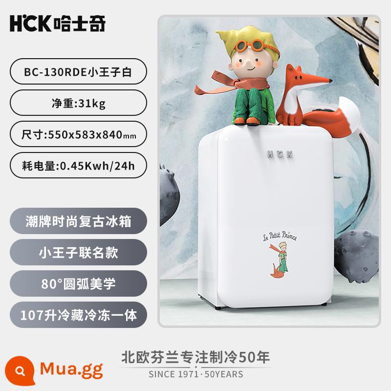 HCK Husky 130RDC Retro Tủ Lạnh Hộ Gia Đình Phòng Khách Làm Lạnh Tủ Đông Nhỏ Tủ Lạnh Mini Pháp Lưới Đỏ - Màu trắng sành điệu