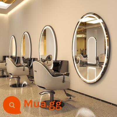 Gương tiệm cắt tóc salon tóc chuyên dụng gương treo tường 1 mặt để bàn tiệm làm tóc internet gương người nổi tiếng trang điểm nhẹ gương cắt tóc hợp thời trang - Mặt trước hình bầu dục titan đen bóng 150*70