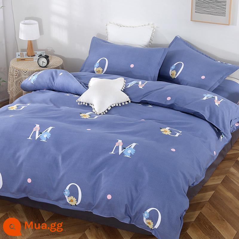 Cotton nguyên chất bốn mảnh 100 cotton chăn ga trải giường 4 ba mảnh ký túc xá sinh viên ga trải giường dày chăn ga gối mùa hè bốn mùa - những bức thư hạnh phúc