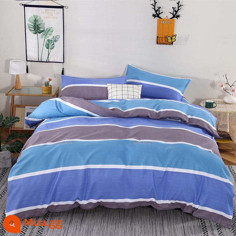 Cotton nguyên chất bốn mảnh 100 cotton chăn ga trải giường 4 ba mảnh ký túc xá sinh viên ga trải giường dày chăn ga gối mùa hè bốn mùa - mật khẩu tuổi trẻ