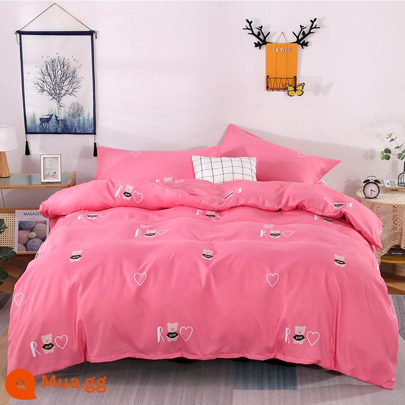 Cotton nguyên chất bốn mảnh 100 cotton chăn ga trải giường 4 ba mảnh ký túc xá sinh viên ga trải giường dày chăn ga gối mùa hè bốn mùa - sinh trái