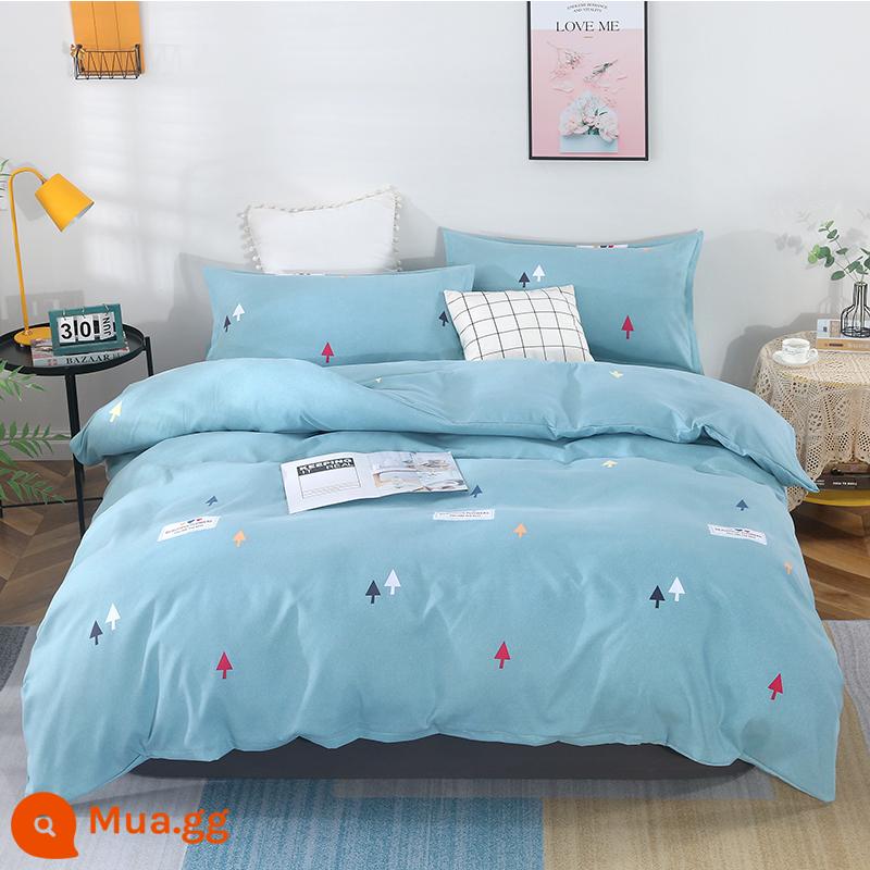 Cotton nguyên chất bốn mảnh 100 cotton chăn ga trải giường 4 ba mảnh ký túc xá sinh viên ga trải giường dày chăn ga gối mùa hè bốn mùa - Mối tình đầu