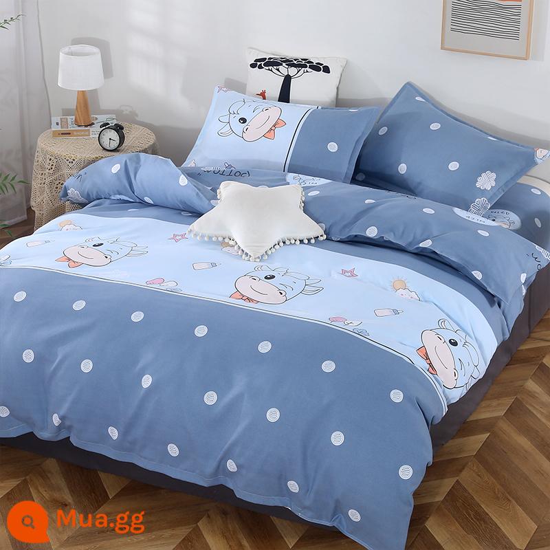 Cotton nguyên chất bốn mảnh 100 cotton chăn ga trải giường 4 ba mảnh ký túc xá sinh viên ga trải giường dày chăn ga gối mùa hè bốn mùa - Tăng giá