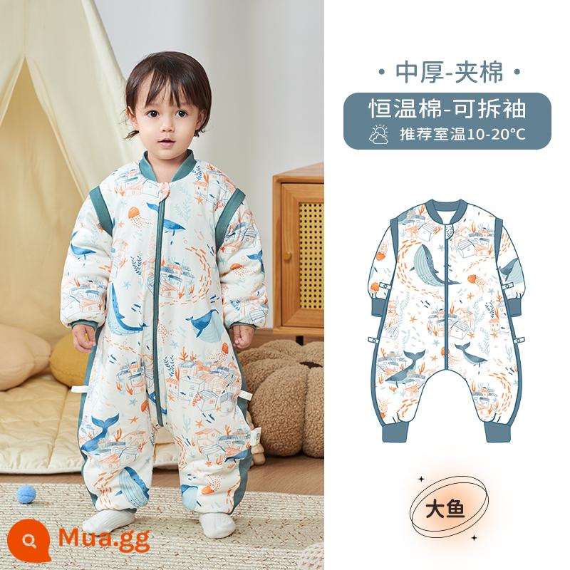 Túi ngủ cho bà bầu Châu Âu, cotton trẻ em không đổi nhiệt độ mùa xuân, mùa thu và mùa đông, chăn bông tre chống cảm lạnh - Cá lớn [Mùa thu và mùa đông 10-20oC] Chăn bông dày vừa phải