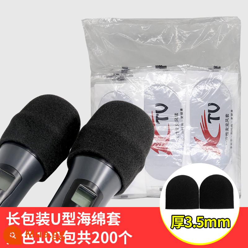 Bộ micro dùng một lần 400 Bộ micro KTV miếng bọt biển micro che đêm K bài hát micro vệ sinh chống xịt bộ dày - Bao bì dài cao cấp màu đen hình chữ U 3.5mm 100 gói 200 chiếc