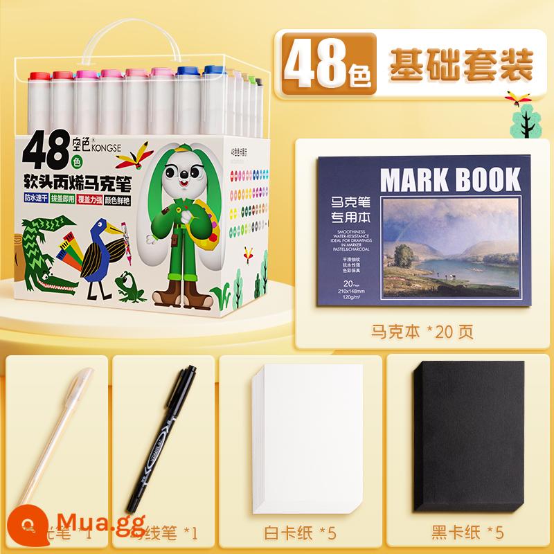 Qingzhu Trẻ em Acrylic Mac Pen Đầu mềm Học sinh Không thấm nước Màu sắc có thể xếp chồng lên nhau Không thấm nước Không độc hại Có thể giặt được Nhanh khô Màu trắng Cọ vẽ tranh Vẽ tay Graffiti DIY 12 màu 24 màu Bút màu nước - 48 màu [bộ cơ bản] -Bộ 13 món, tặng kèm túi xách