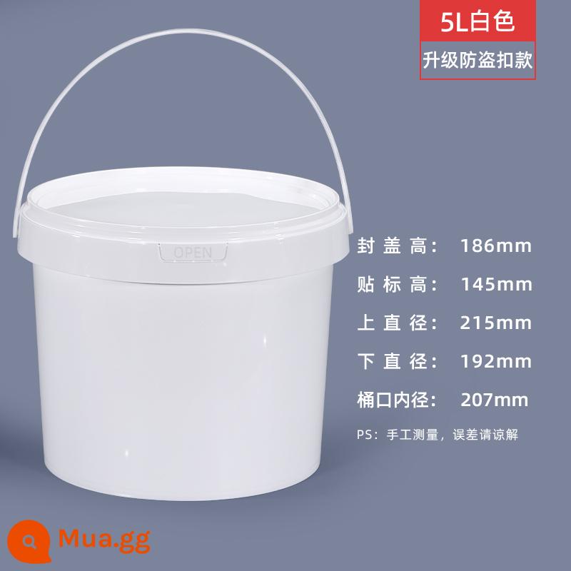 Xô nhựa đựng thực phẩm có nắp kín Xô nhỏ đổ keo trắng dày siêu bền 5/20/25L lít 10 kg - Giảm trừ chống trộm nâng cấp 5L màu trắng