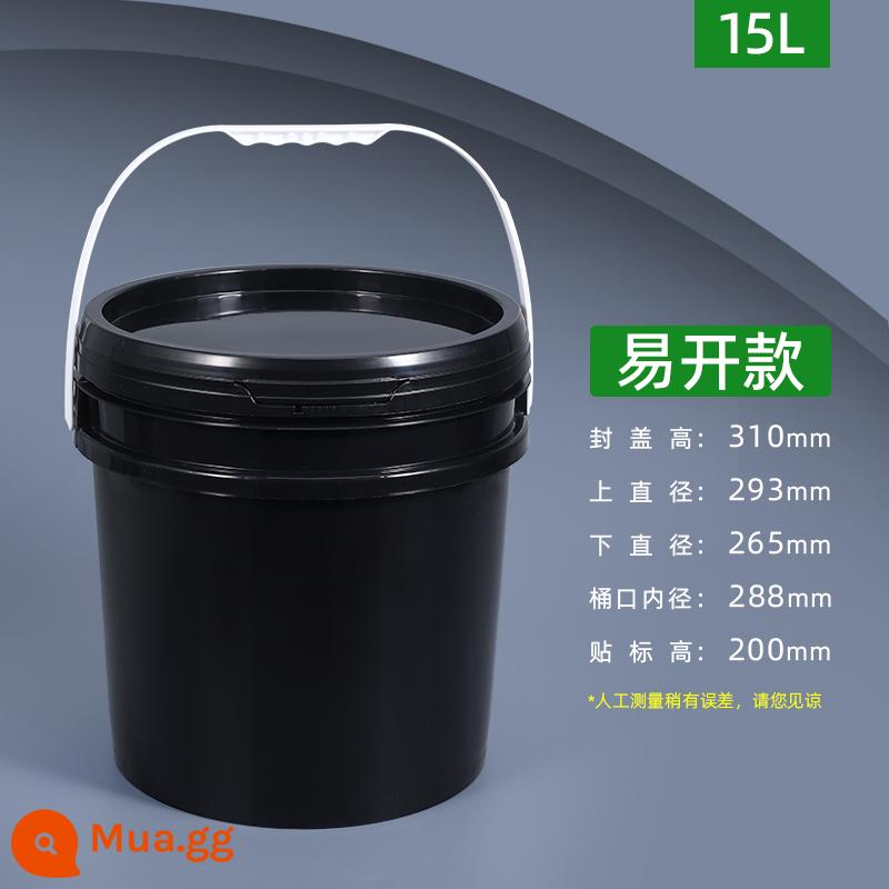 Xô nhựa đựng thực phẩm có nắp kín Xô nhỏ đổ keo trắng dày siêu bền 5/20/25L lít 10 kg - 15L Dày-Đen