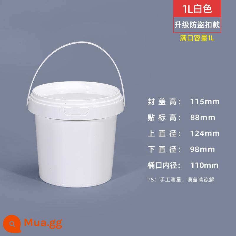 Xô nhựa đựng thực phẩm có nắp kín Xô nhỏ đổ keo trắng dày siêu bền 5/20/25L lít 10 kg - 1L màu trắng - mẫu nâng cấp (dung tích toàn miệng 1L) × 2 miếng