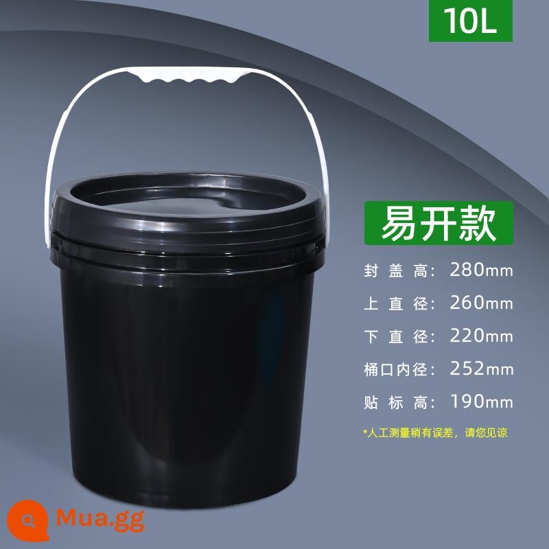 Xô nhựa đựng thực phẩm có nắp kín Xô nhỏ đổ keo trắng dày siêu bền 5/20/25L lít 10 kg - 10L Dày-Đen