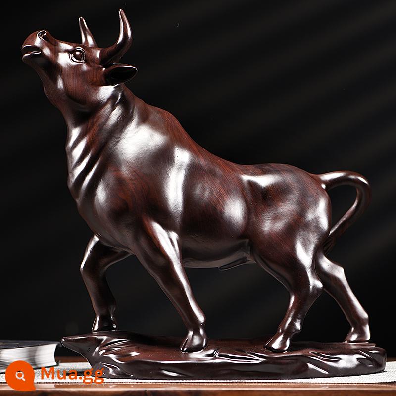 Gỗ Mun Khắc Bò Gỗ Chắc Chắn Bò Văn Phòng Wall Street Bullish Động Vật Món Quà Khai Trương Mahogany Nghệ Thuật Trang Trí - Bò khắc gỗ mun dài 10cm