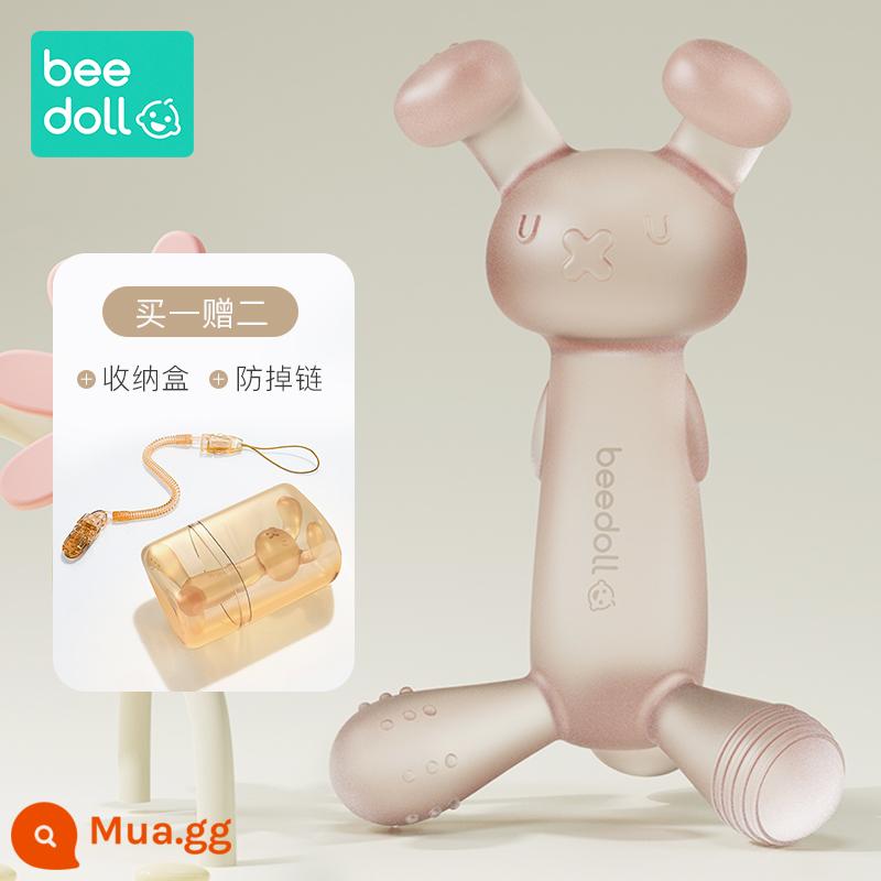 Beidou Thỏ Nhỏ Răng Fixer Bé Răng Hàm Dính Bé Cắn Keo 4 Sáu Tháng Miệng Silicone Desire Thời Gian Đồ Chơi Chống Ăn Tay 6 - Bột dâu [hộp bảo quản miễn phí + dây chuyền]