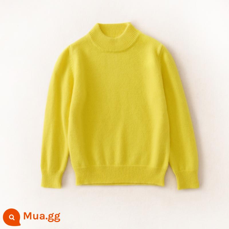 Mùa thu đông trẻ em áo len cashmere cao cổ quần áo bé gái áo len bé trai áo chui đầu cho bé áo len dày dặn tùy chỉnh - Áo cao cổ nửa đầu màu vàng