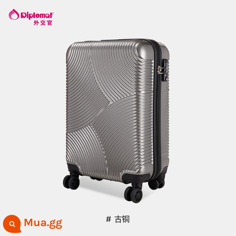 Vali ngoại giao vali nam nữ vali bánh xe đa năng hộp mật khẩu 24 inch xe đẩy trường hợp lên máy bay 20 inch - đồng