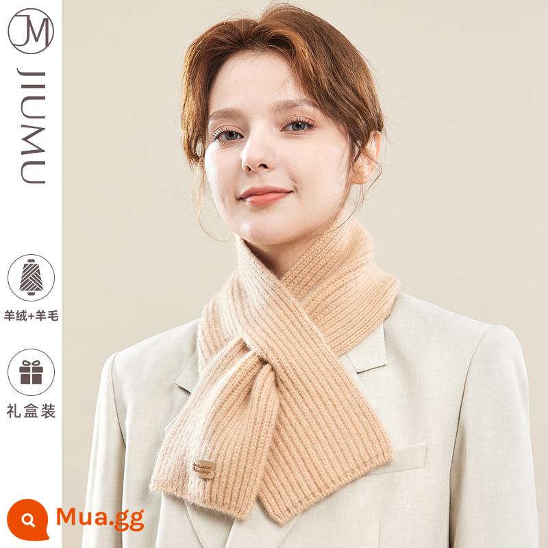 Khăn quàng cổ nhỏ len cashmere dành cho nữ mùa thu đông phiên bản Hàn Quốc dày dặn ấm áp dễ thương chéo khăn len ngắn quà tặng - Con lạc đà