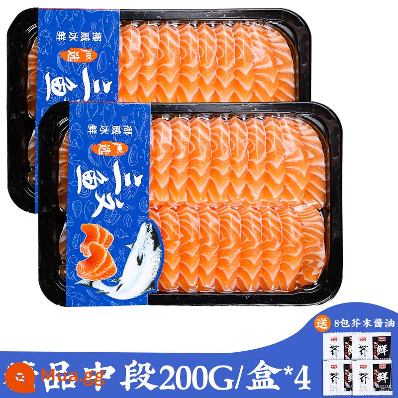 Cá hồi sashimi tươi miễn phí vận chuyển Nauy nhập khẩu khúc giữa đông lạnh sashimi ăn liền đĩa bụng cá hồi - [Phần giữa cá hồi đông lạnh 800g]