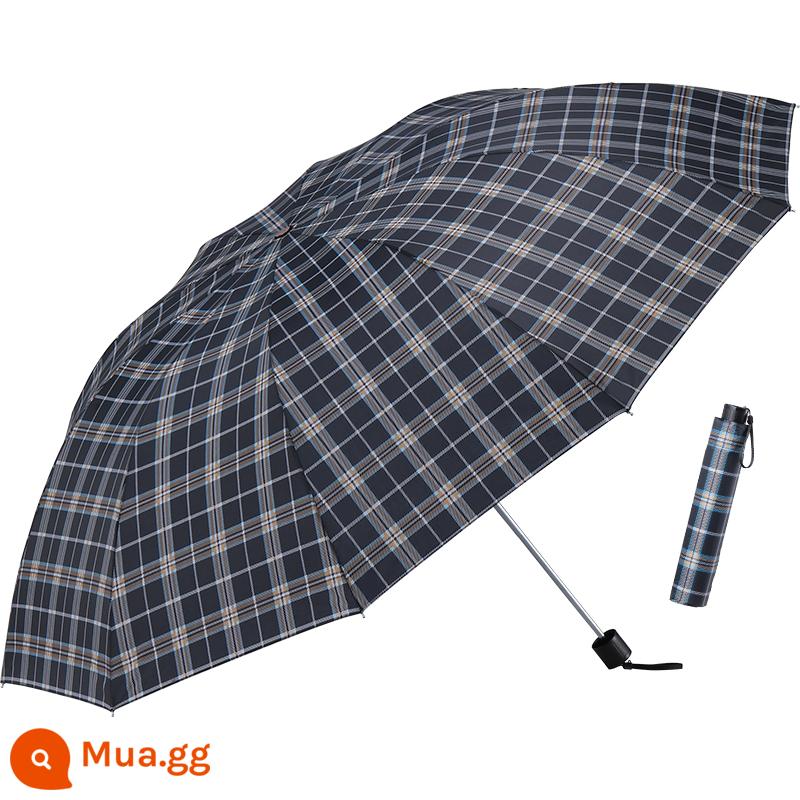 Paradise Umbrella Authentic Monopoly Ô ba gấp Ô gấp cổ điển dành cho nam và nữ Ô nắng 339s Xương thép Ô kẻ sọc cổ điển - Mười xương ca rô đen trắng nâu cực lớn Mười xương cực lớn