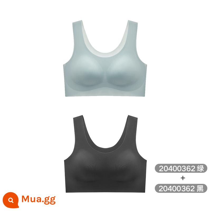 [2-pack] Maniform Áo Ngực Vòng Thép Thoải Mái Cho Nữ Áo Vest Mềm Mại Hỗ Trợ Cúp Mango Cho Nữ - 995 đen + xanh