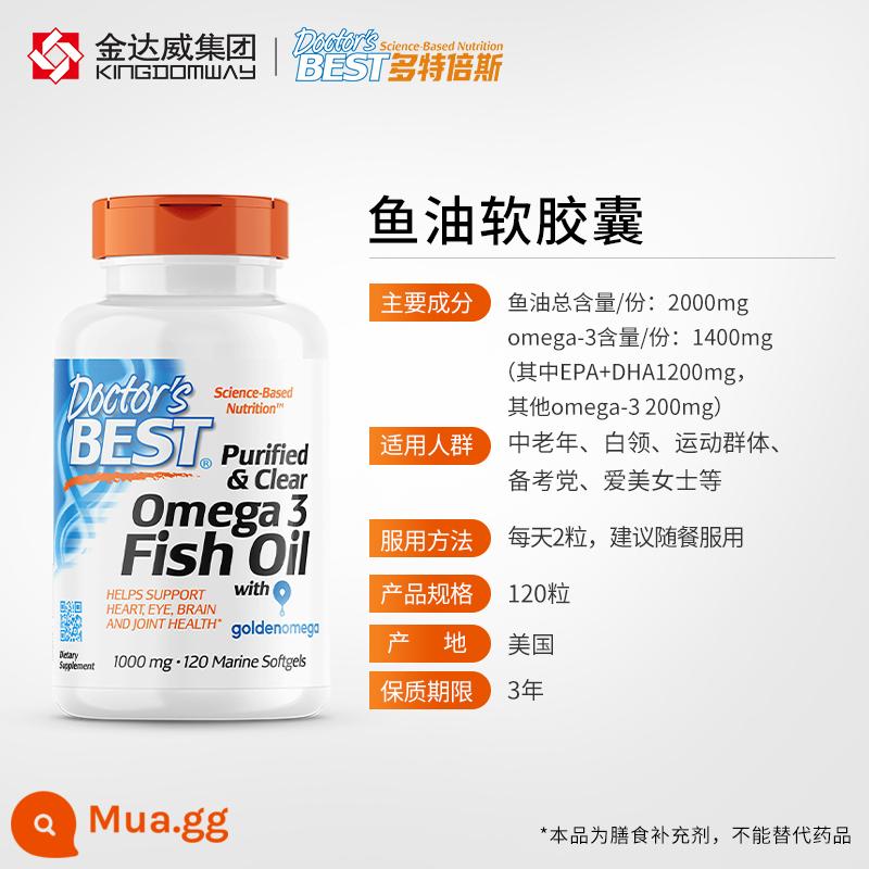 Viên nang mềm dầu cá biển sâu độ tinh khiết cao Doctor's Best của Mỹ Omega omega3 - Dầu cá nguyên chất Nam Thái Bình Dương 120 Viên