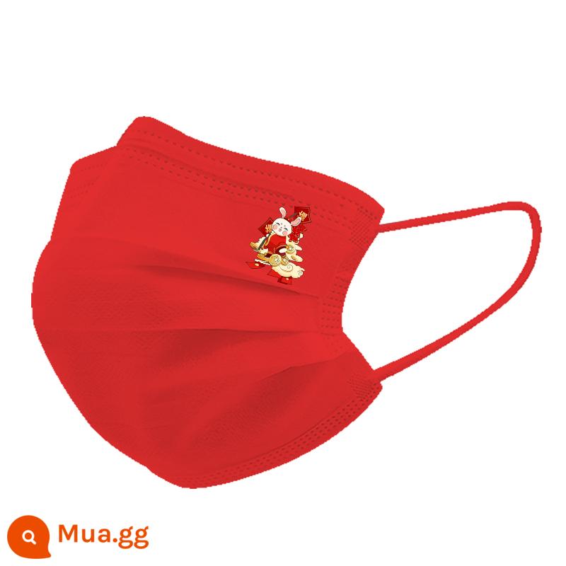 Firecracker Rabbit Chúc mừng năm mới Ngày đầu năm mới Lễ hội mùa xuân Mặt nạ dùng một lần dành cho người lớn Hoa văn in ấn cá nhân màu đỏ trắng Trung Quốc - k384 Fortune Rabbit-Red Mask 10 gói, Gói độc lập một mảnh