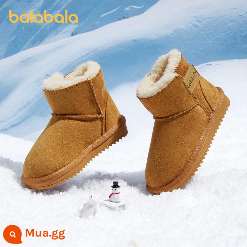 Giày trẻ em Balabala Girl Boots Boot - Màu vàng đất nhạt 30701 [ống vừa - cọc dài 10mm]