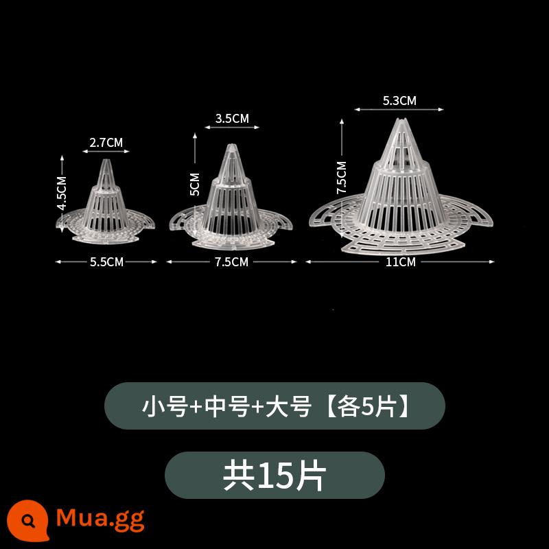 Chậu hoa lỗ đáy lưới đệm nhựa phong lan thoát nước mọng nước chậu cây chống rò rỉ đất lưới đệm lưới đáy thoáng khí rò rỉ - Dày thon nhỏ + vừa + lớn (mỗi chiếc 5 chiếc, tổng cộng 15 chiếc)