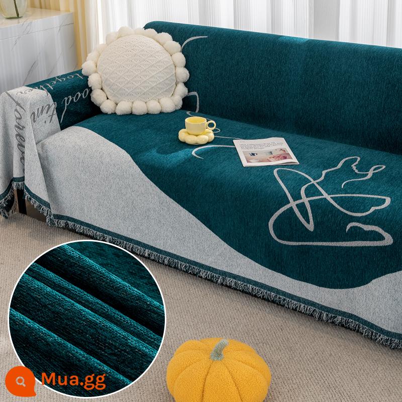 Chống mèo cào sofa khăn phủ đầy đủ đệm sofa bao gồm tất cả chống bụi bốn mùa phổ quát Bắc Âu ins vải che gió - Yêu 99 xanh đậm