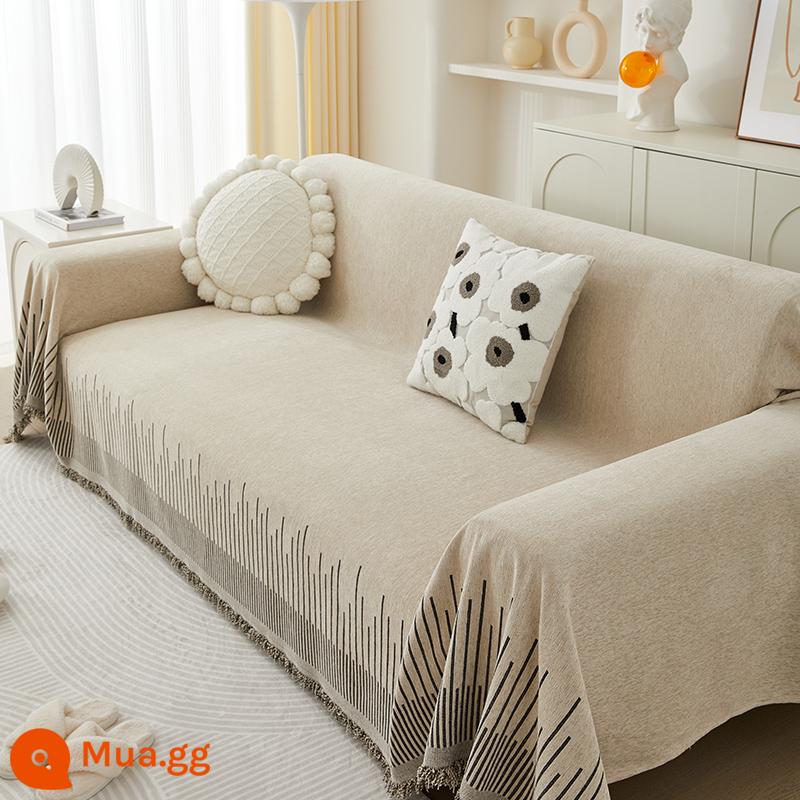 Chống mèo cào sofa khăn phủ đầy đủ đệm sofa bao gồm tất cả chống bụi bốn mùa phổ quát Bắc Âu ins vải che gió - khu vườn bí mật màu đen