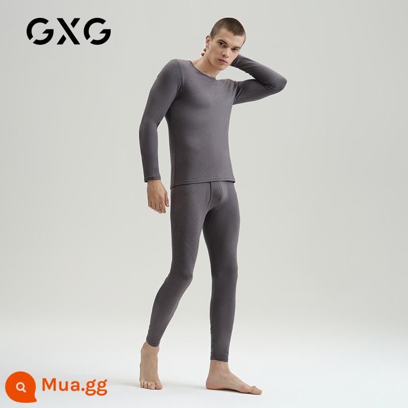 GXG Ole 21 tuổi quần lót nam quần áo ấm cotton de nhung sốt quần áo mùa thu vệ sinh quần phù hợp với đáy áo sơ mi mùa đông - Xám đậm (cổ tròn mỏng ấm)