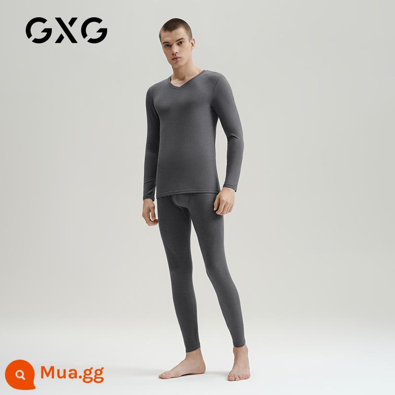 GXG Ole 21 tuổi quần lót nam quần áo ấm cotton de nhung sốt quần áo mùa thu vệ sinh quần phù hợp với đáy áo sơ mi mùa đông - Xám đậm (cổ chữ V mỏng ấm áp)