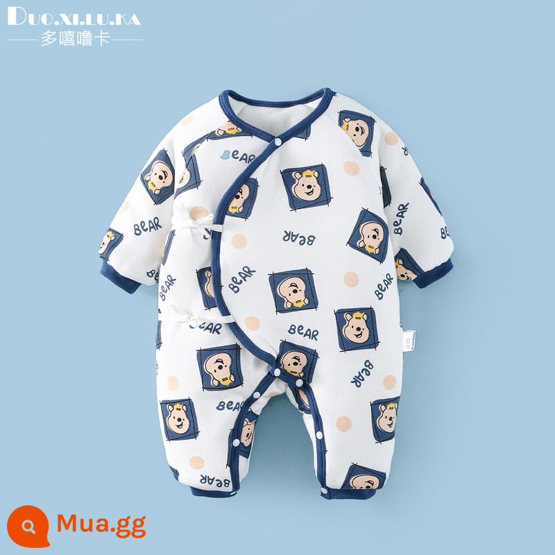 Jumpsuit sơ sinh mùa đông trăng tròn quần áo trẻ em nam nữ cho bé chần bông không xương nhà sư quần áo áo liền quần ấm áp sớm - Tất cả các con gấu in