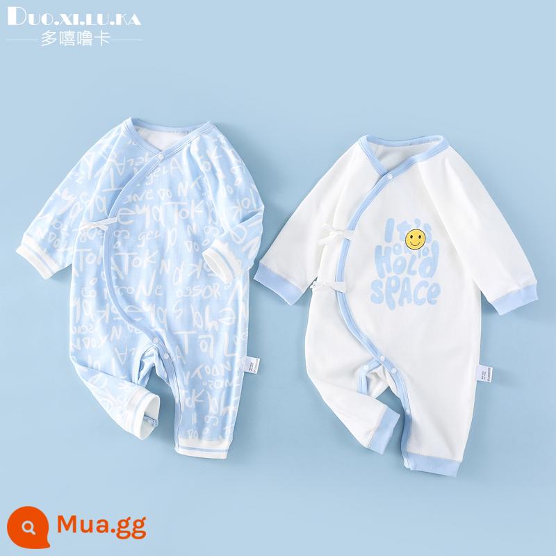 2 cái trẻ sơ sinh mùa xuân và mùa thu jumpsuit trăng tròn bé quần áo mùa đông không xương nhà sư quần áo dây đeo tay dài leo núi tập đi - Tiếng Anh Tenran + Vịt Tenran