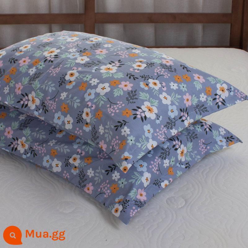 Một cặp vỏ gối cotton nguyên chất 100% cotton dày người lớn kích thước lớn 50X80 trẻ em vỏ gối nhỏ 48X74 - Cặp vỏ gối hoa hướng dương màu tím nhạt