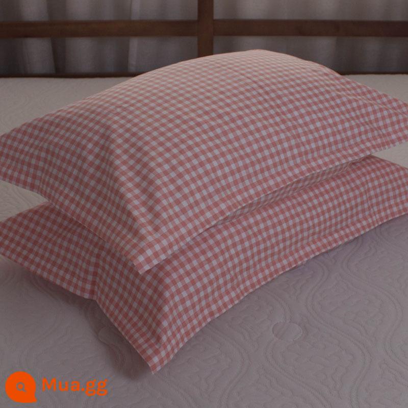 Một cặp vỏ gối cotton nguyên chất 100% cotton dày người lớn kích thước lớn 50X80 trẻ em vỏ gối nhỏ 48X74 - Cặp vỏ gối kẻ sọc hồng