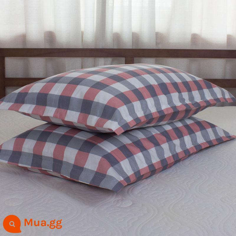 Một cặp vỏ gối cotton nguyên chất 100% cotton dày người lớn kích thước lớn 50X80 trẻ em vỏ gối nhỏ 48X74 - Cặp vỏ gối khối gradient