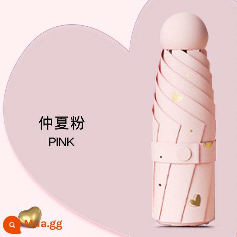 Dù che capsule nữ che nắng chống tia UV nắng mưa gấp đôi công dụng Giảm 50% dù che mini nam cầm tay - [8-Bone Capsule Umbrella-Coral Pink Heart to Heart] Dù nắng hay mưa UPF50+