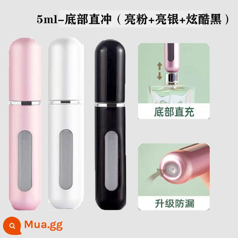 5Ml Nước Hoa Đáy Làm Đầy Cao Cấp Di Động Báo Chí Xịt Nhỏ Bình Xịt Bình Rỗng Gói Dùng Thử Hộp Đựng - [Gói 3 chiếc] Đen + Bạc + Hồng - Thẳng từ dưới lên [Dễ bấm]